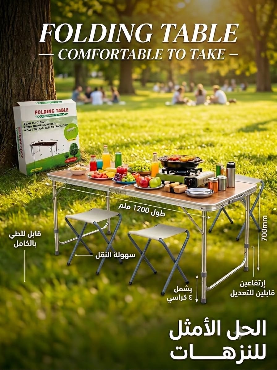 طاولة الرحلات مع 4 كراسي